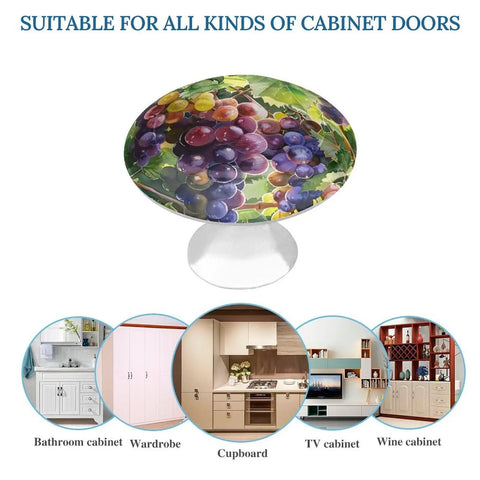 Watercolor Grape Vine Cabinet Knob Set Two Pack Aluminum Alloy And Stainless Steel Drawer Pulls for Kitchen and Closets