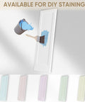 Slick 36 By 84 Inch Bi Fold Sliding Barn Door With Top Shelf Hardware Kit And Smooth Glide Track being painted with blue paint.
