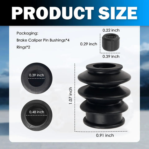 Flexible Rubber Brake Caliper Slide Pin Bushing Kit For Honda Chevrolet Pontiac 4Pcs with product size specifications