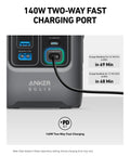 Close-up of charging ports on the 192Wh Portable Power Station With LiFePO4 Battery, 200W Solar Generator device