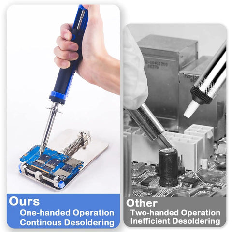 Comparison of All In One Desoldering Iron And Solder Sucker Tool For PCB Repair with standard desoldering method.