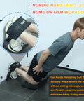 Man using Nordic Hamstring Curl Strap With Adjustable Length And Oversized Foam Stopper For Home Gym Workouts