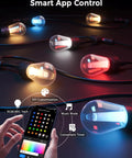 123 Ft Outdoor Color Changing String Lights With RGB CWIC LEDs, app and wifi control, smart app interface shown on phone screen