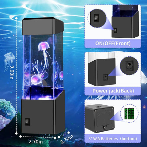 Jellyfish Lamp Mood Light For Home Office Decor Desk Aquarium Night Light with floating jellyfish and LED lights