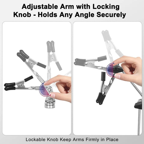 Adjustable arm with locking knob on Pro Grade Six Arm Magnetic Helping Hands Soldering Station for electronics repair