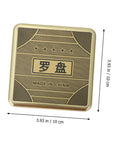 Close-up of Small 10cm Alloy Feng Shui Compass With Flip Cover showing top lid with Chinese characters and 'Made in China' text.