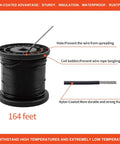 164 ft spool of nylon-coated stainless steel wire from All In One Outdoor Globe String Light Kit With 164 Ft Nylon Coated Stainless Steel Wire Rope Cable Turnbuckles And Hooks For Easy Indoor Or Outdoor Hanging, Romantic Party Decor And Photo Or Clothes Hanging, Complete Accessory Set showing rope and coil bobbin details.