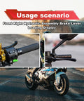 Right Hydraulic Disc Brake Lever For Dirt Pit Bikes 90cc To 125cc With 8mm Bolt Hole And 12mm Thick Mount shown on bike handlebar