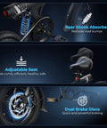 Electric Bike For Adults And Teens With A 500W Peak Motor, Lightweight Foldable Ebike, 20 MPH Top Speed, 25 Mile Range With Pedal Assist, Embedded Battery, Easy Fold Design, Ready For Commuting And Weekend Rides rear shock absorber, adjustable seat, dual brake discs
