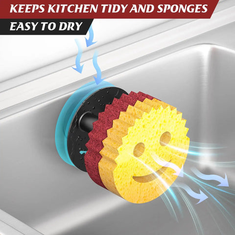 Cool Kitchen Sink Sponge Holder With Suction Cup Self Draining Caddy For Stainless Steel Sinks Rust Proof SUS 304 Holds Smiley Sponges