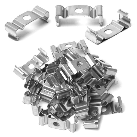 Pile of 30 Pcs 0.96 Inch Length T5 Clip Brackets Hangers For LED Light Tubes Stainless Steel Ceiling Mount Clips.