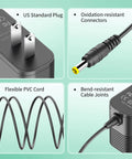 Reliable 14.6 Volt 2 Amp LiFePO4 Battery Charger Featuring Dual Alligator Clips, showing US plug, flexible PVC cord, and durable connectors.