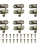 Mini Swing Arm Clasp Latch Set Vintage Style Toggle Hasps For Suitcases And Jewelry Boxes Left And Right Curved Hasp Hook Bronze Metal Catch With 6 Locks And 24 Screws 27x23mm, showing 6 hasps and screws
