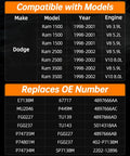 Electric Fuel Pump Module Assembly compatibility chart for Dodge Ram 1500 2500 3500 with engine and OE numbers.