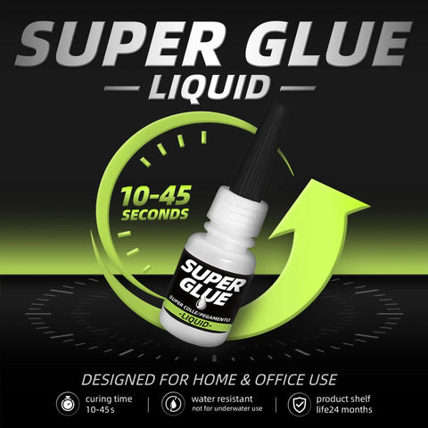 Bottle of All Purpose Super Glue For Plastic, Wood, Leather, Jewelry And Paper, 2610 PSI Bond In Seconds, Quick Cure 10-45 Seconds.