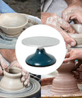 DUPDMKIN 7-inch all-metal pottery banding wheel with blue base and gray top plate for clay sculpting.
