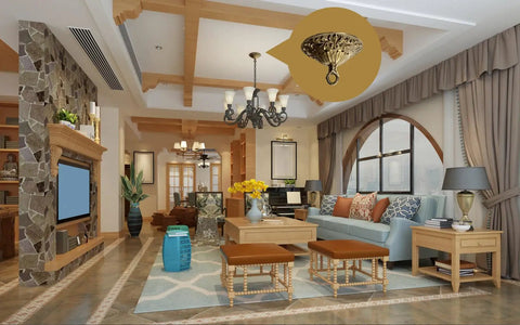 Living room featuring 5.51 Inch Copper Canopy Kit With Mounting Hardware Built To Last, Heavy Duty Ceiling Light Cover Plate With Antique Bronze Finish