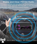 All In One Bluetooth Car Stereo For Marine Use That Slaps With Single Din LCD Display MP3 Player FM AM Receiver Dual USB Ports SD Card Slot AUX In Two Point One Amp Quick Charge APP Control In Dash Multimedia Radio installed in dashboard.