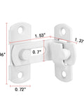 Four Pack Matte White 90 Degree Flip Barn Door Lock Latches Tough As Nails Heavy Duty Stainless Steel Gate Latch dimensions shown