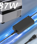 14.5 Volt Ac Dc Power Cord Kit For Portable Car Refrigerator Freezer Cooler With Extended Charging Cable showing 87W power supply.