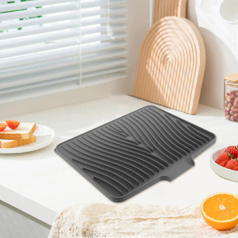 Legit Heavy Duty Silicone Countertop Drying Mat For Kitchen And Bar With Non Slip Grip And Quick Drainage on countertop with food.