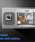 Silicone Sink Protector Mat for Kitchen Sink Grid With Raised Feet Non Slip Cushion Holds Dishes in Stainless Steel Sink