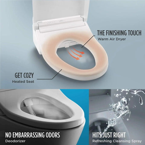 Rock Solid Elongated Bidet Toilet Seat Featuring Slick Premist Tech And Self Washing Ewater Plus Wand Providing Top Notch Heated Contoured Cushion Smooth Water Spray Cotton White