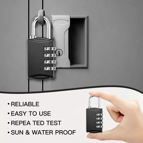 40 Pack Four Digit Combination Padlocks For Luggage And Lockers, Waterproof Outdoor Resettable Locks on locker with hand holding padlock