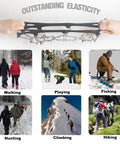 Rugged Ice Cleats With True Stainless Steel Spikes And Durable Silicone showing elasticity for hiking on snow and ice