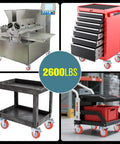 Rock Solid Heavy Duty 4 Inch Pvc Caster Wheels With Double Brake Swivel Plate Set For Workshop Garage Trolley Furniture on equipment.