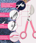 7 Inch Duckbill Shears For Carpet Pile Napping Duckbill Applique Scissors With Curved Offset Handle, pink handles