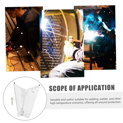 Heavy Duty Aluminum Foil High Heat Resistant Arm Sleeves Sweat Free Adjustable Breathable Guard Shields For Mechanics Hot Shop Work Lab Safety And Backyard Grills with sparks in workshop setting.