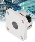 Square flange linear bearing with 12mm bore; silver metal housing with four mounting holes.