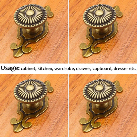 Brass Cabinet Knobs Set With Vintage Mushroom Backplates Easy Install Dresser Pull Handles For Kitchen Cupboard Wardrobe Cabinets Gold Finish Retro Style 4 Pieces