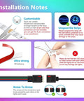Installation notes for 25 Foot RGB LED Strip Lights With App Control And Music Sync Dope Color Changing Tape Lights SMD 5050 RGB