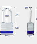 Heavy Duty Outdoor Padlock Set With Keys For Gates And Fences, Laminated Body 1-9/16 Inch Wide Long Shackle, 48 Pack, Keyed Alike, size reference