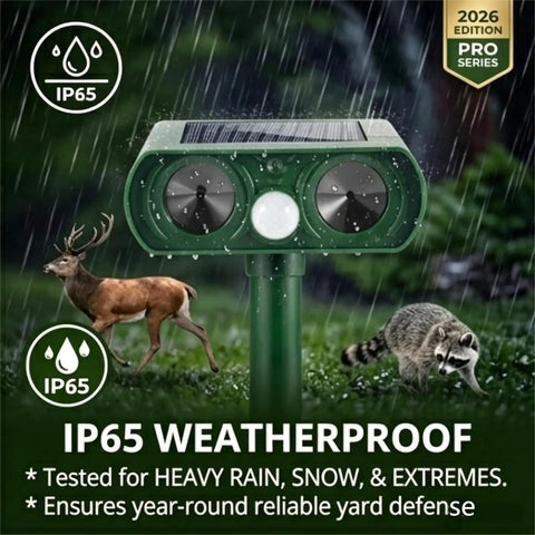 Solar Ultrasonic Animal Repellent For Yard And Garden Outdoor With Motion Sensor Waterproof Deterrent For Cats Dogs Squirrels Raccoons Skunks Rabbits Coyotes Humane Pack Of 4, IP65 weatherproof
