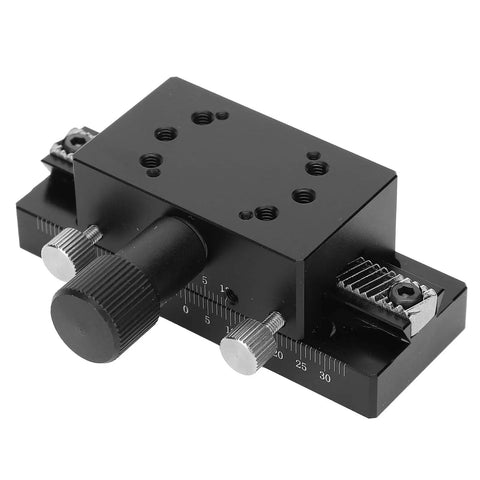 Linear Stage Aluminum Alloy Precision Sliding Platform for Optical Instruments and Measuring Devices, Silent Dovetail Travel Stage HC30 A80, Pro Grade Build for Semiconductor Manufacturing and Industrial Equipment, black aluminum with adjustment knobs