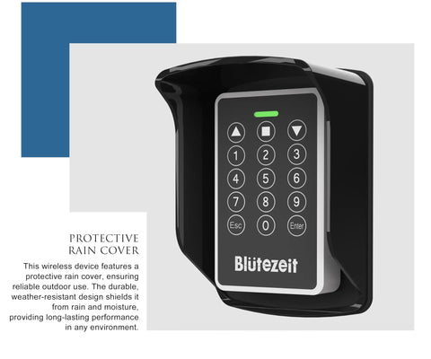 Built Tough Wireless Keypad With No Nonsense IP54 Weatherproof Cover For 433Mhz Gate Openers showing keypad with rain cover.