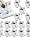 16 Pack Adjustable Closet Door Ball Catch Hardware Set With Stainless Steel Strike Plates And Screws, Durable Silver Ball Latch