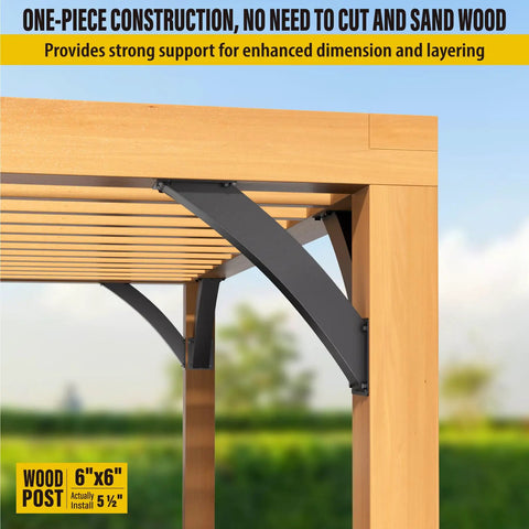 Heavy Duty Arc 45 Degree Angle Support Brackets installed on wooden gazebo frame