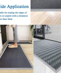 Gray self adhesive carpet and floor transition strip for home reno bridging carpet and tile edges, fits thresholds under 5mm.