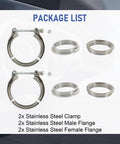 2.75 Inch V Band Clamp With Flange Set Stainless Steel 2 Pack Male Female Replacement For Turbo Exhaust Downpipes kit