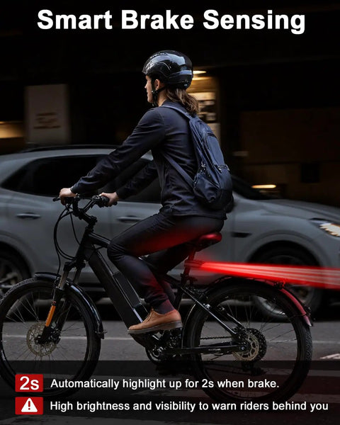 2 In 1 Bike Alarm With Taillight And USB Rechargeable Battery To Scare Off Thieves 105dB Anti Theft Siren Brake Sensing Rear Light IP65 Waterproof 4 Modes Safety Flash Vibration Sensor For Ebike Fast 1.5 Hour Charge