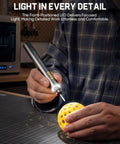 F2 Master Kit Mini Cordless Rotary Tool in use on a yellow 3D-printed object, showcasing engraving with LED light feature