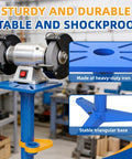 Rock Solid Heavy Duty Bench Grinder Stand With Integrated Vise And Floor Pedestal Supporting Up To Two Hundred Twenty Pounds, showcasing sturdy heavy-duty iron construction.
