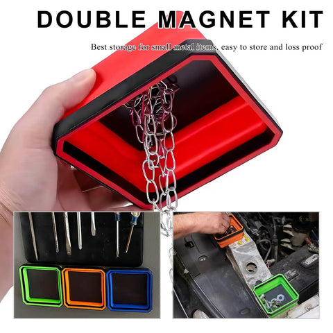 Must Have Collapsible Magnetic Parts Tray With Double Sided Magnetic Base Four Point Five Inch Silicone Bowls Foldable Organizer in use