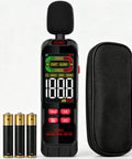 Digital Sound Level Meter With 30 To 130 dB Range A And C Weighting Fast Or Slow Response Max Min Data Hold Color Backlit Display Ideal Noise Meter For Home Office Shop Floor And Neighbor Noise Checks, with case and batteries