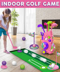 Toddler Golf Set With Putting Mat For Ages 3 To 5 4 Clubs 8 Balls 2 Practice Holes Indoor Outdoor Play Kid Friendly Portable