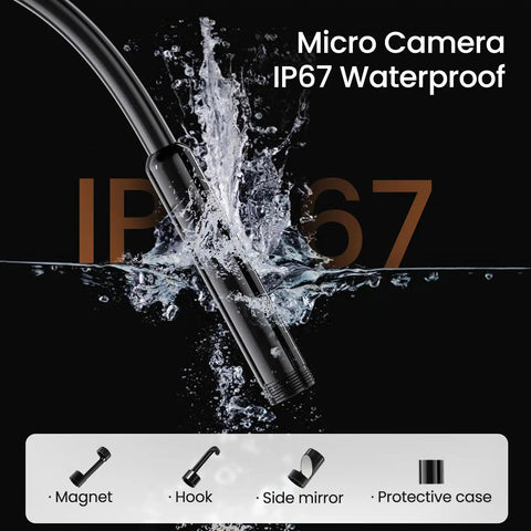 HD Endoscope Camera With Light 1920P Borescope with IP67 waterproof feature in splash illustration